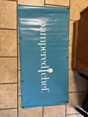 The Pampered Chef Turquoise Banner with White Logo